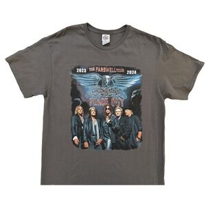 Aerosmith Shirt Mens LG Gray Peace Out Farewell Tour 23/24 Black Crowes Deadstoc